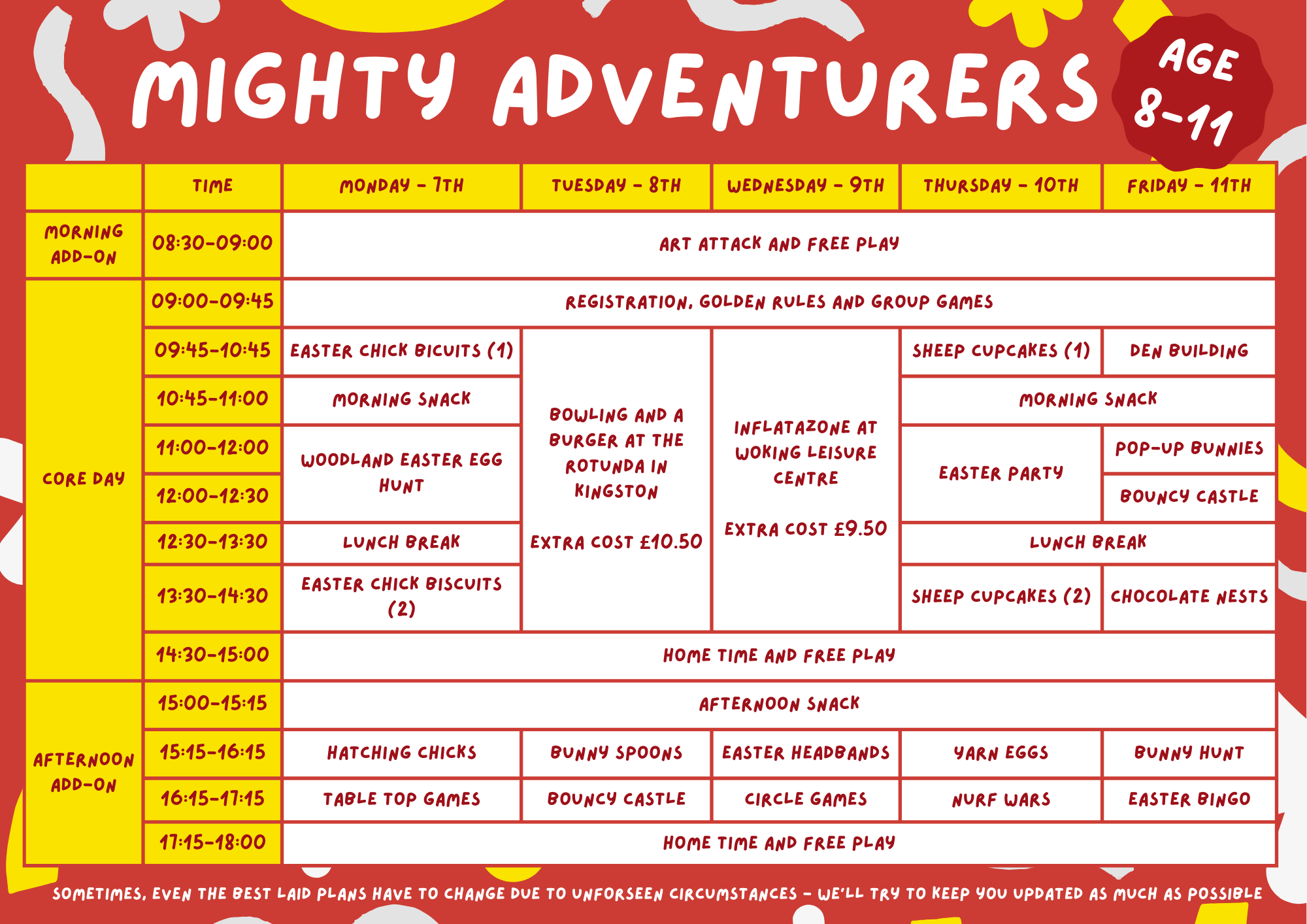 Mighty Adventurers - Week 1 7th-11th April